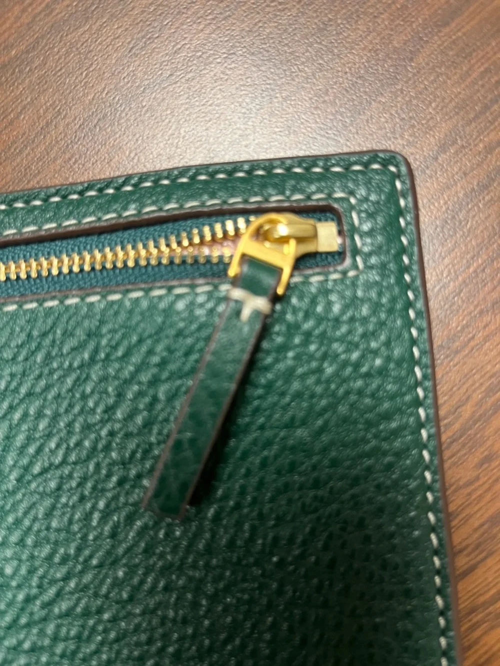 Tory Burch Green‎ Pebbled Leather Wristlet Clutch